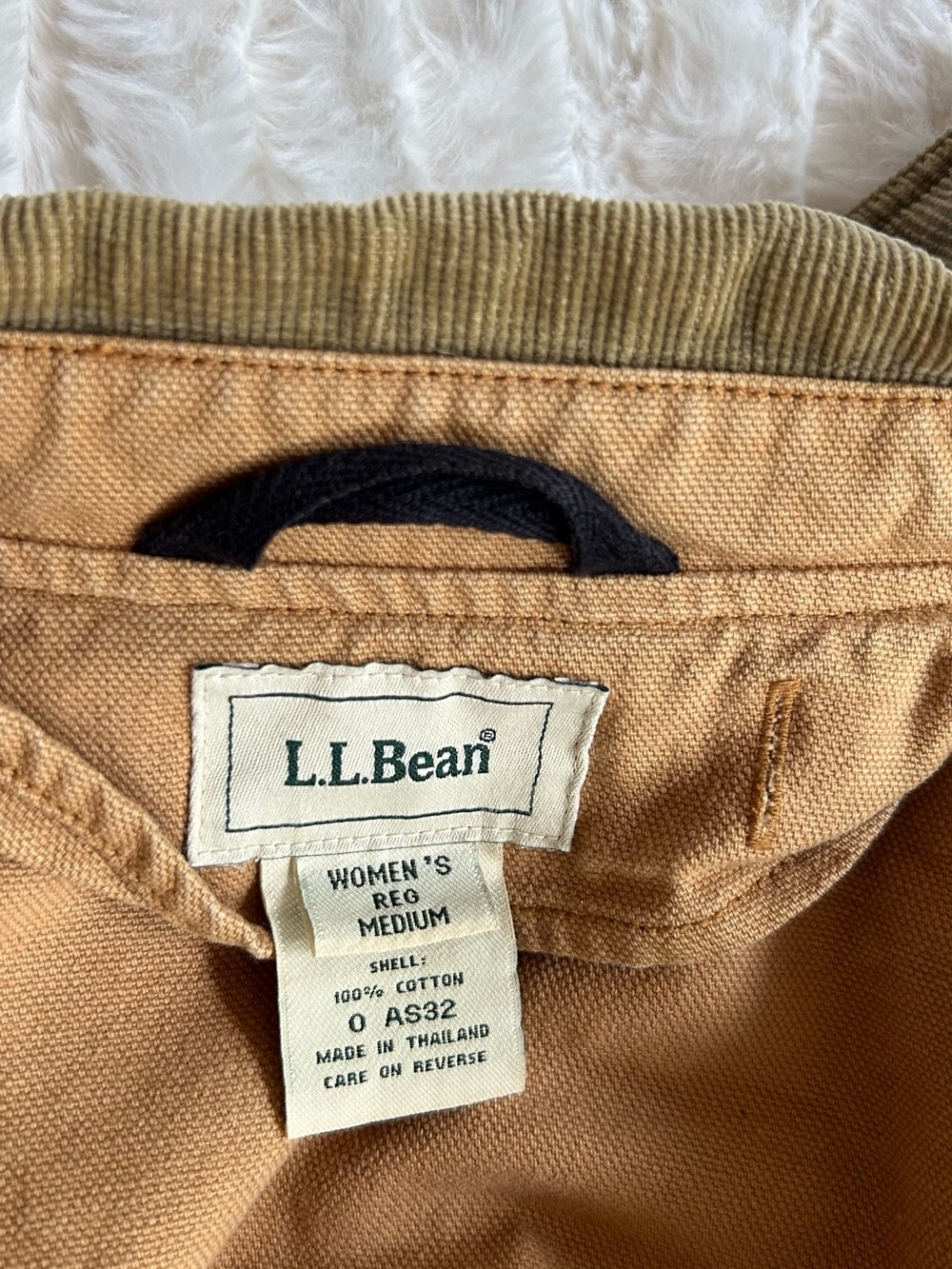 LL Bean Vintage Chore Coat Barn Jacket Tan Womens M - Picture 7 of 10